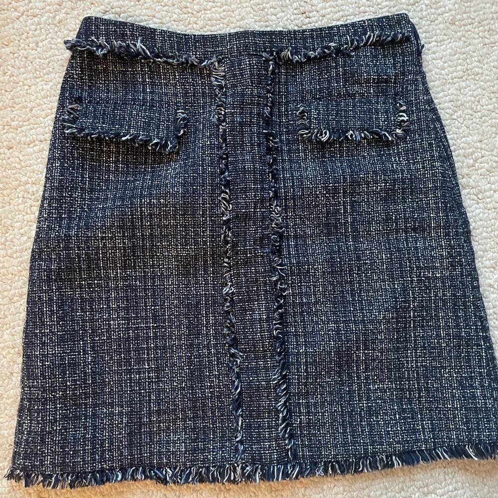 Blue Tweed Shift Skirt for Women Size 2 Banana Republic